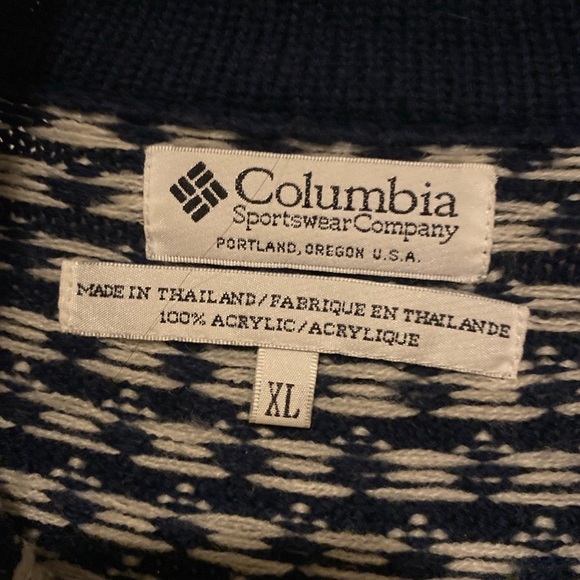 Vintage Columbia Arctic Print Quarter Zip Christmas Sweater Men’s Size XL - Picture 4 of 6